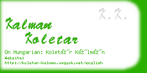 kalman koletar business card